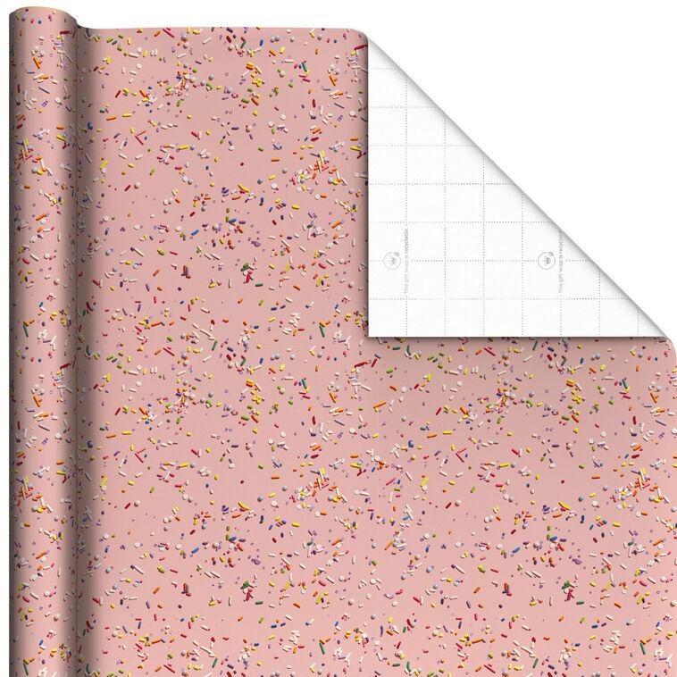 hallmark Cake Sprinkles on Pink Wrapping Paper 20 sq. ft