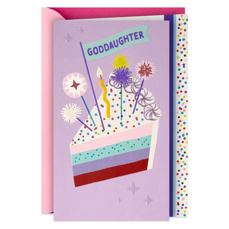hallmark Cake With Candle and Confetti Birthday Card for Goddaughter