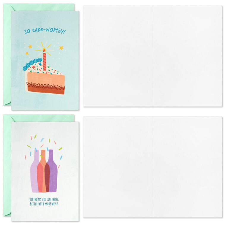 Hallmark Cake-Worthy Celebrations Assorted Funny Blank Birthday Cards Pack Of 16