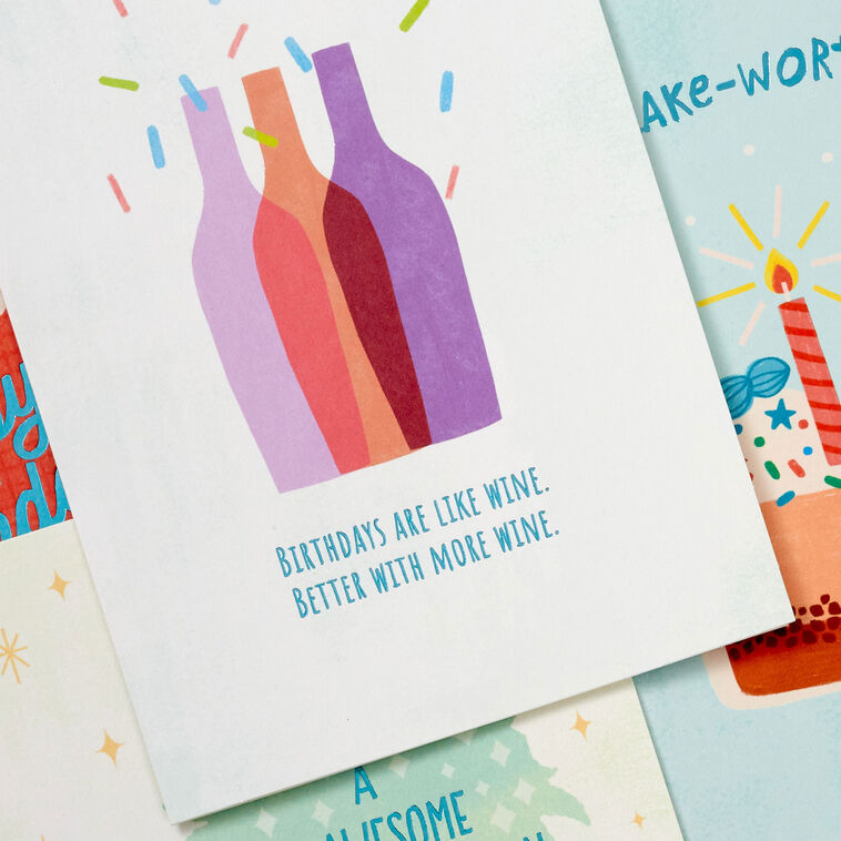Hallmark Cake-Worthy Celebrations Assorted Funny Blank Birthday Cards Pack Of 16