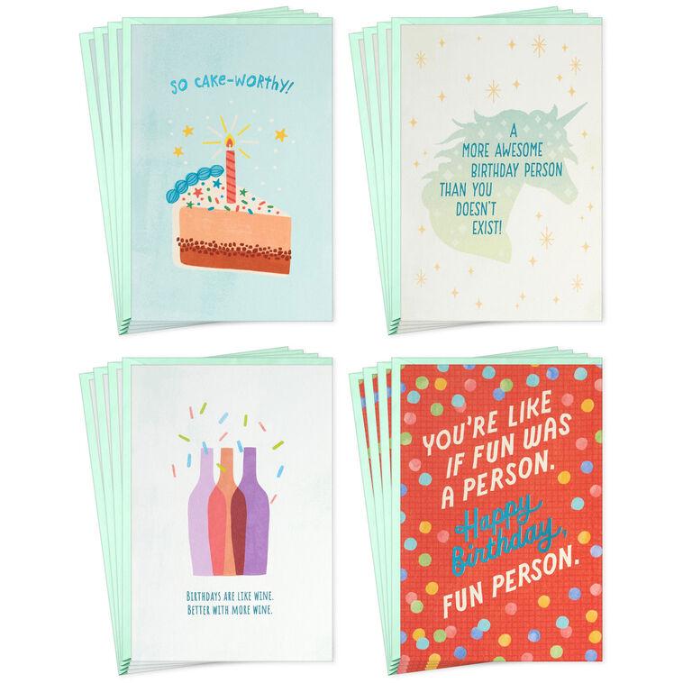 hallmark Cake-Worthy Celebrations Assorted Funny Blank Birthday Cards Pack of 16