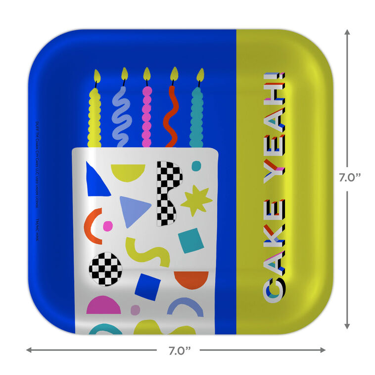 Hallmark "Cake Yeah " Modern Neon Dessert Plates Pack Of 8