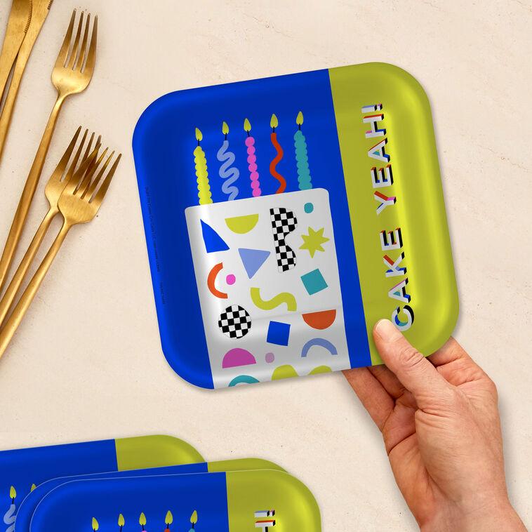 Hallmark "Cake Yeah " Modern Neon Dessert Plates Pack Of 8