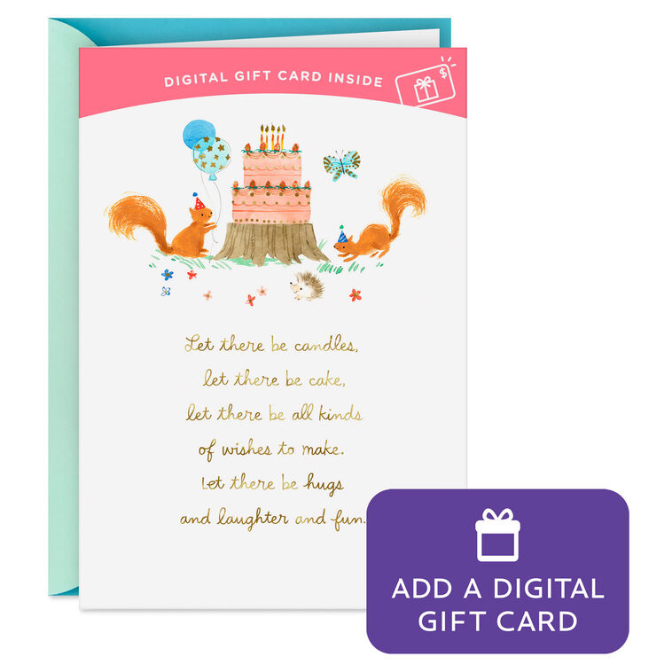 hallmark Candles and Cake Gift Card Greeting Birthday Card