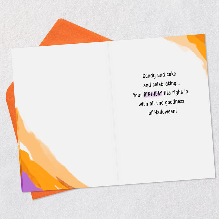 Hallmark Candy Cake And Celebrating Halloween Birthday Card