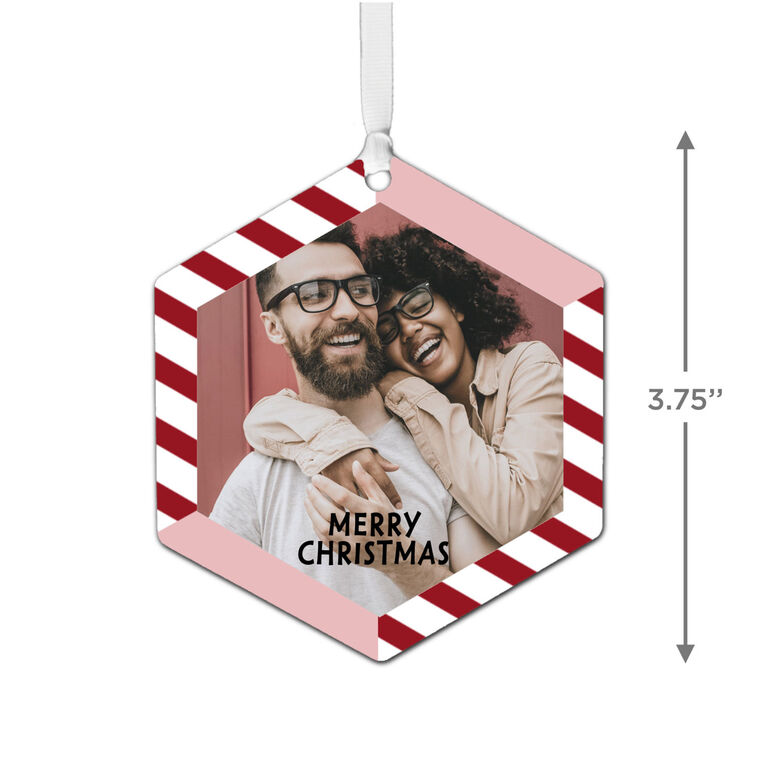Hallmark Candy Cane Stripes Metal Personalized Ornament Custom Photo And Text