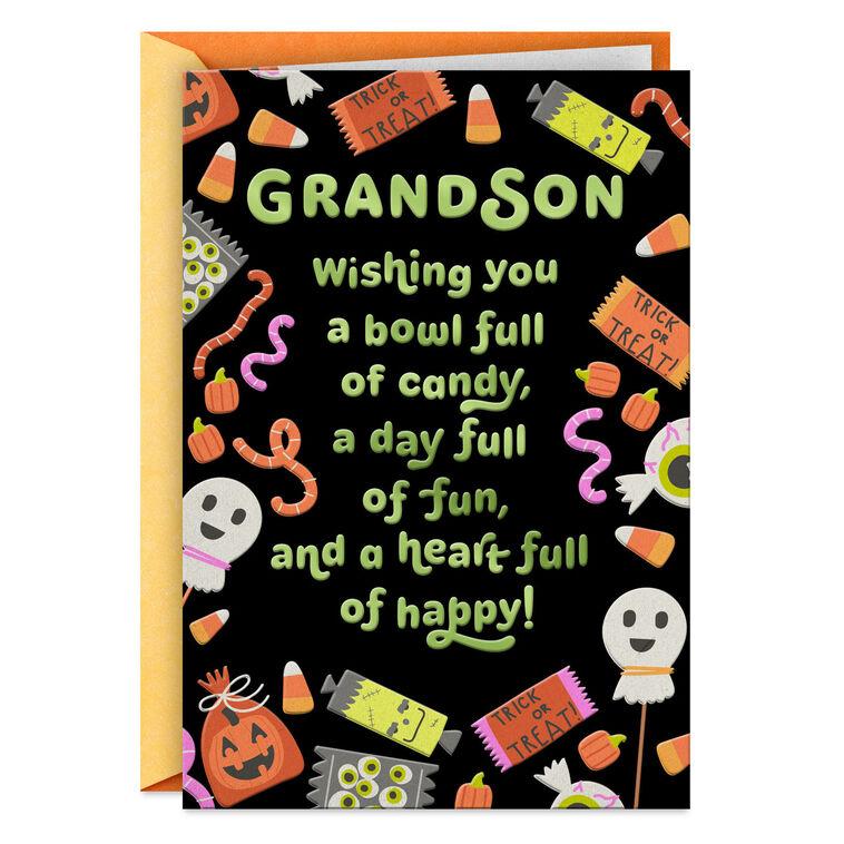 hallmark Candy Fun and Heart Full of Happy Halloween Card for Grandson