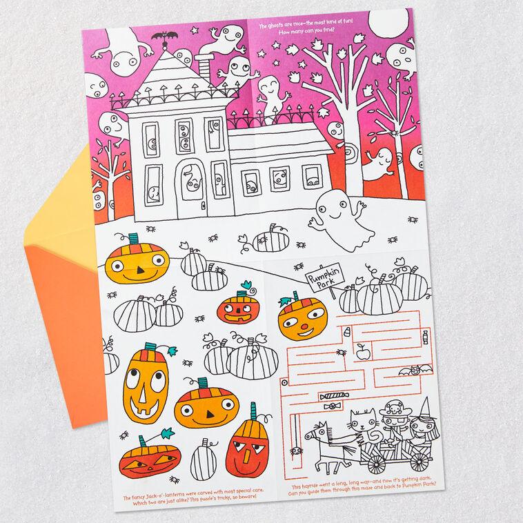 Hallmark Candy Piles And Happy Smiles Halloween Card With Activity Poster