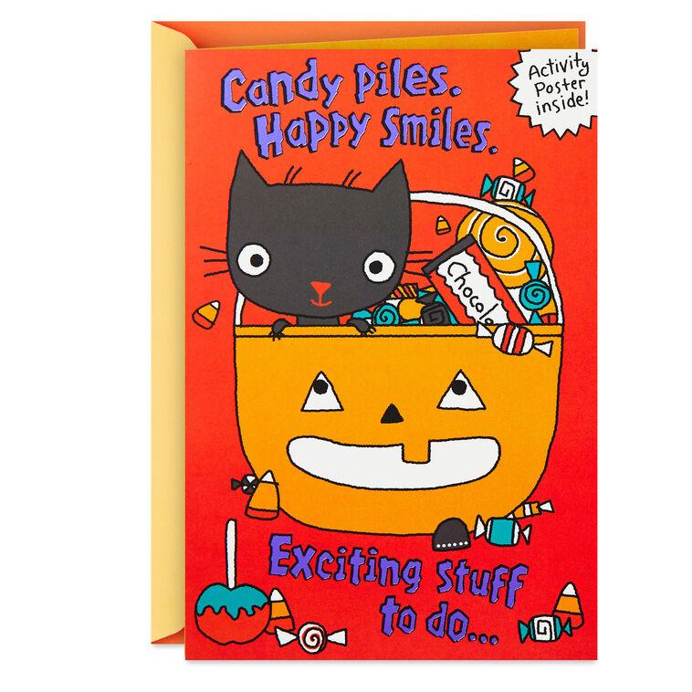 hallmark Candy Piles and Happy Smiles Halloween Card With Activity Poster