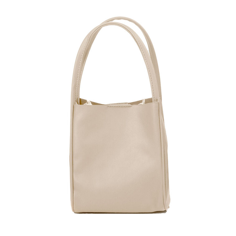 hallmark Caracol Beige 2-in-1 Small Bucket Bag Purse