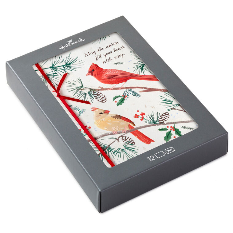 hallmark Cardinals on Pine Branches Boxed Christmas Cards Pack of 12