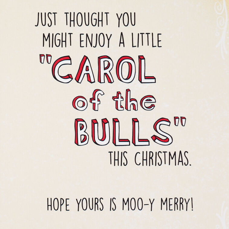 Hallmark Carol Of The Bulls Funny Musical Christmas Card With Light