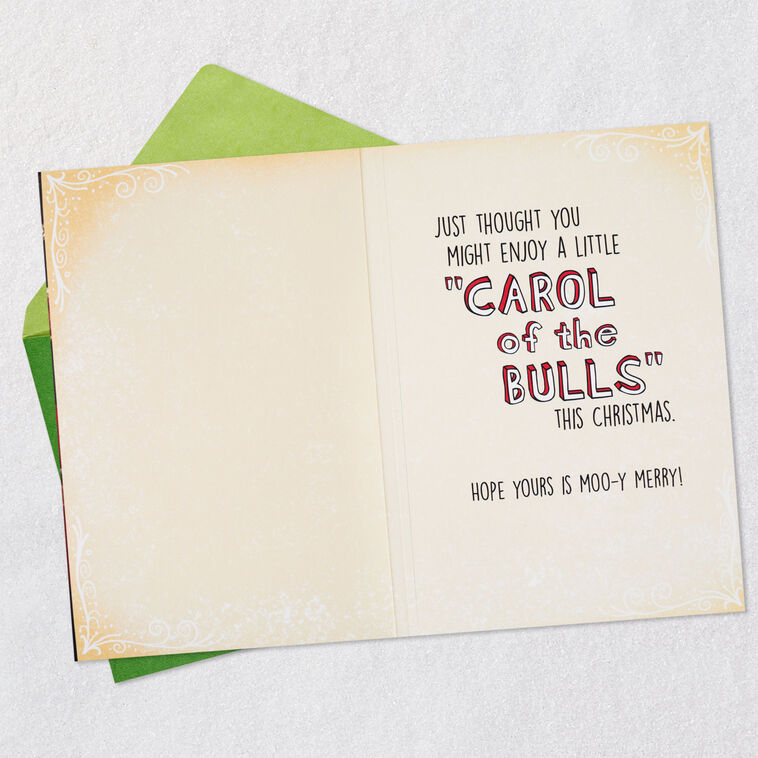 Hallmark Carol Of The Bulls Funny Musical Christmas Card With Light