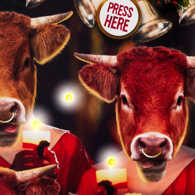 Hallmark Carol Of The Bulls Funny Musical Christmas Card With Light