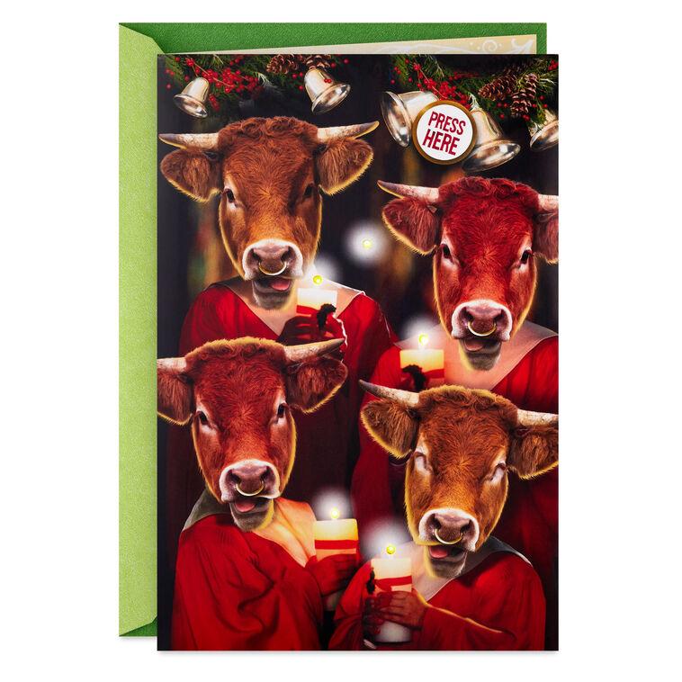 hallmark Carol of the Bulls Funny Musical Christmas Card With Light