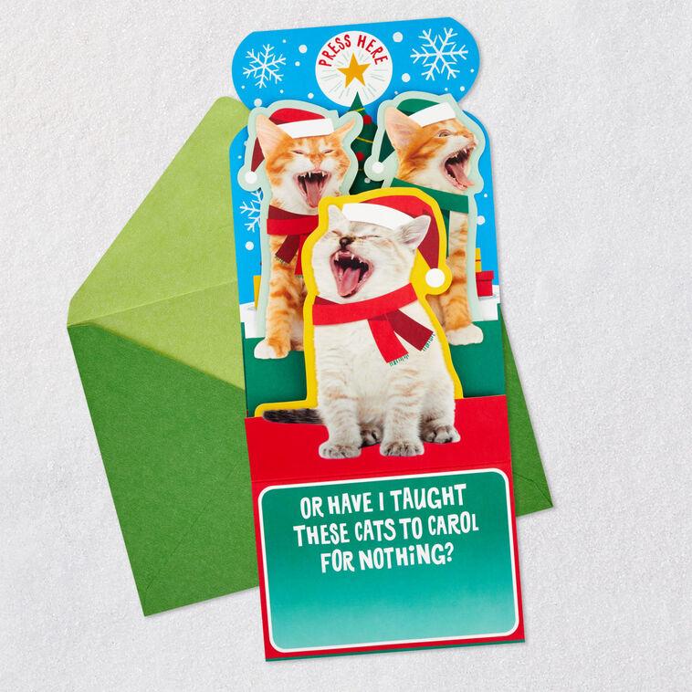 Hallmark Caroling Cats Funny Musical Pop-Up Christmas Card