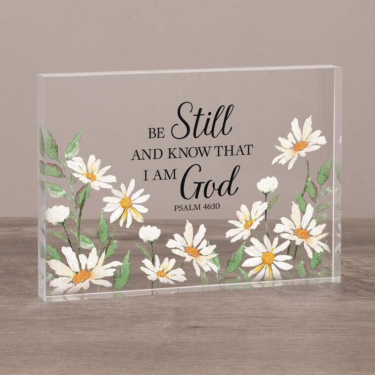hallmark Carson Be Still and Know Glass Block Sign 7x5
