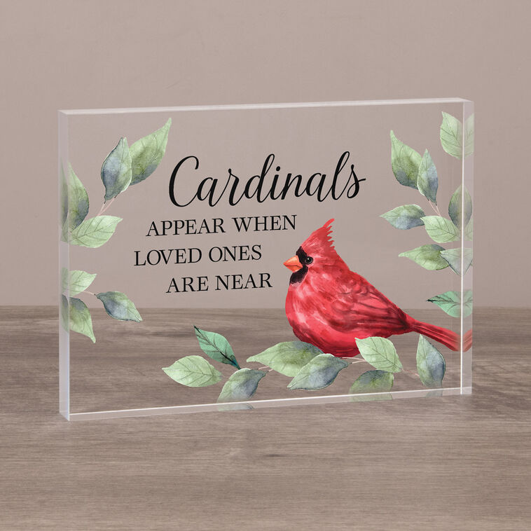 hallmark Carson Cardinals Appear Remembrance Glass Block Sign 7x5