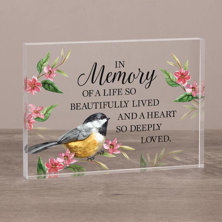 hallmark Carson In Memory of a Beautiful Life Remembrance Glass Block Sign 7x5