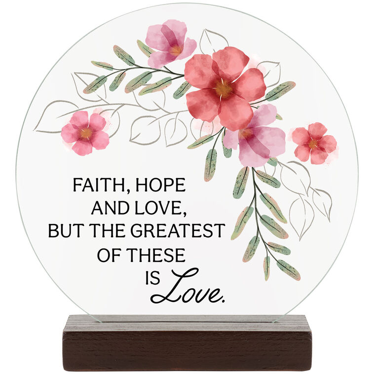 hallmark Carson The Greatest Is Love Round Glass Tabletop Decor
