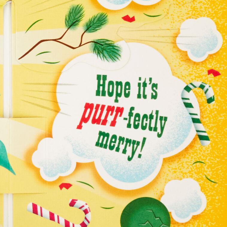 Hallmark Cat Destroying Tree Funny Musical Pop-Up Christmas Card