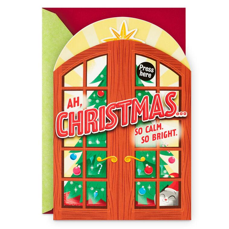 hallmark Cat Destroying Tree Funny Musical Pop-Up Christmas Card