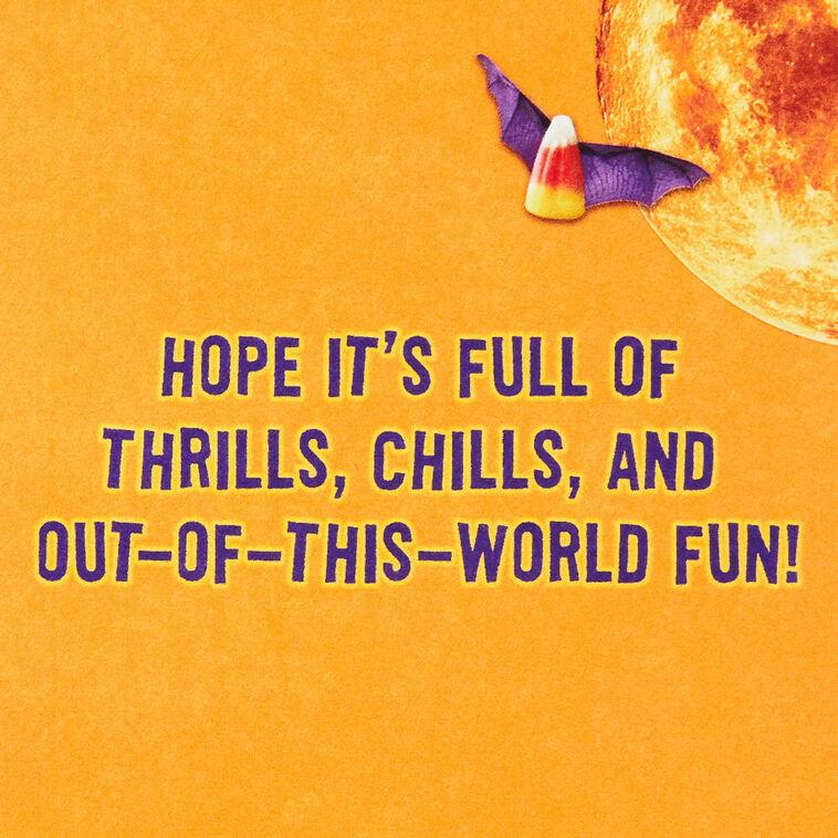 Hallmark Cat On Light-Up Rocket Funny Musical Halloween Card