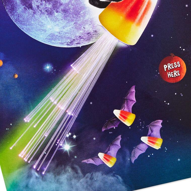Hallmark Cat On Light-Up Rocket Funny Musical Halloween Card