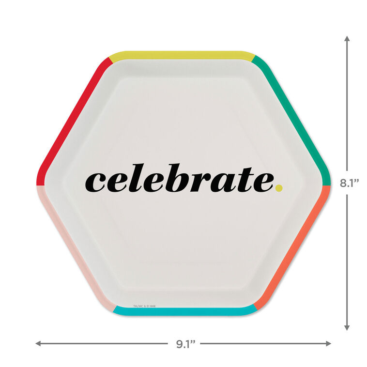 Hallmark "Celebrate" Hexagonal Dessert Plates Set Of 8