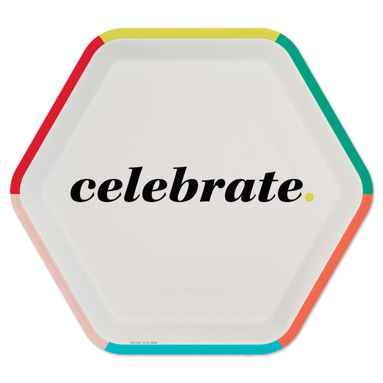 hallmark "Celebrate" Hexagonal Dessert Plates Set of 8