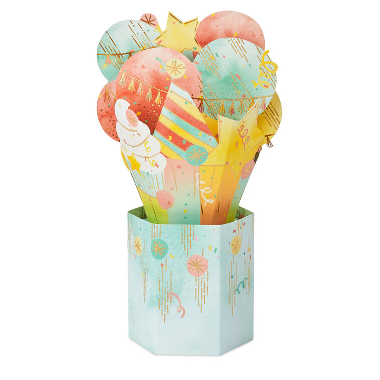 Hallmark Celebrating You Cupcake Stars And Balloons 3D Pop-Up Birthday Card