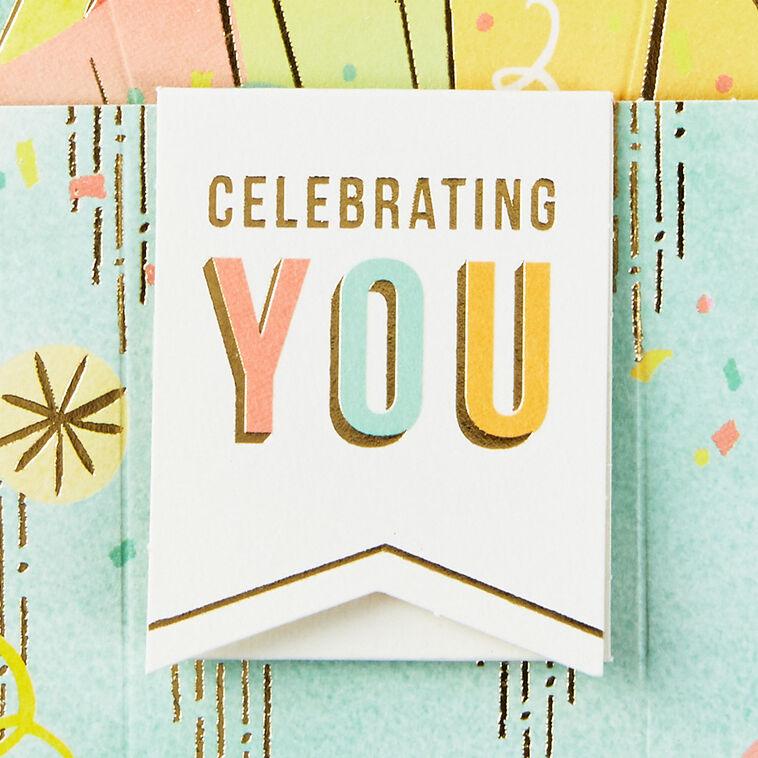 Hallmark Celebrating You Cupcake Stars And Balloons 3D Pop-Up Birthday Card