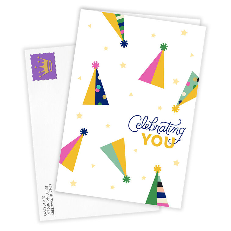 Hallmark Celebrating You Party Hats Custom Birthday Card