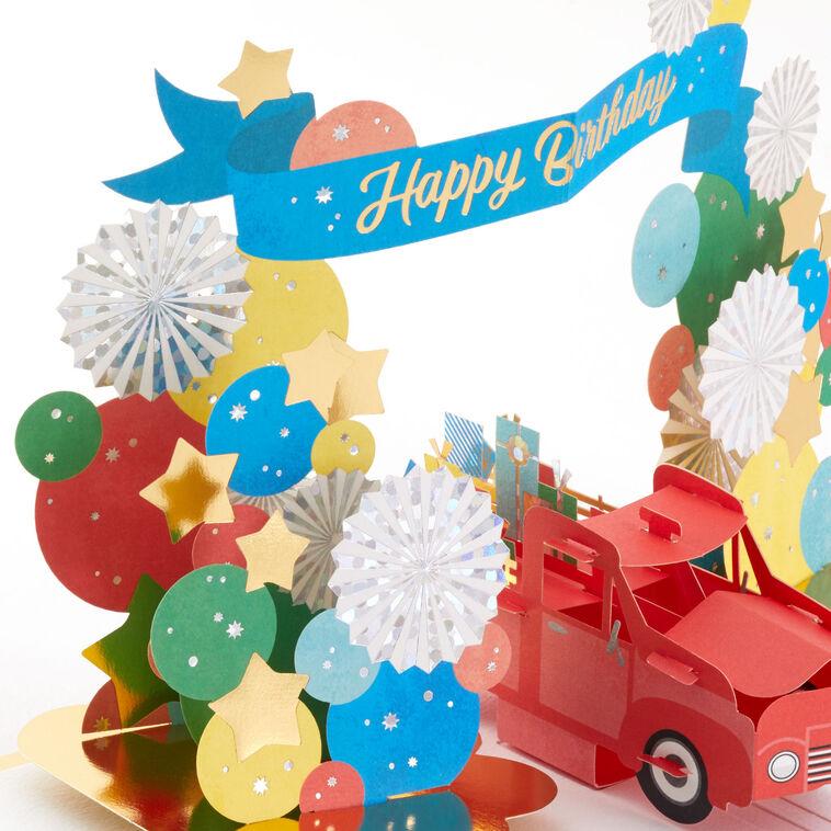 Hallmark Celebrating You Red Truck And Banner 3D Pop-Up Birthday Card