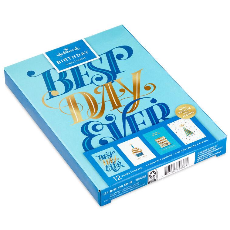 Hallmark Celebration In Blue Boxed Birthday Cards Assortment Pack Of 12