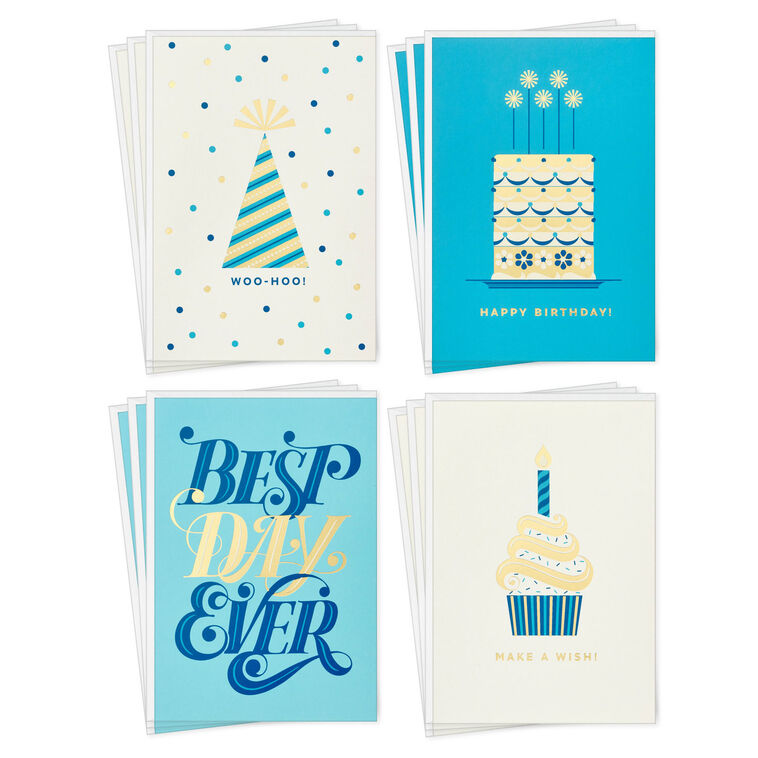 hallmark Celebration in Blue Boxed Birthday Cards Assortment Pack of 12