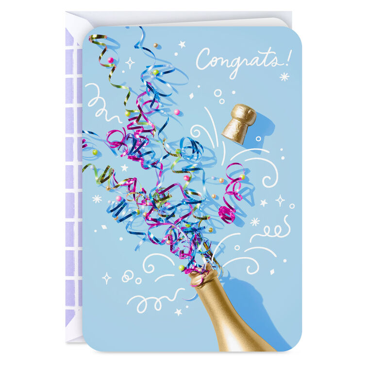 hallmark Champagne Bottle and Confetti Streamers Congratulations Card