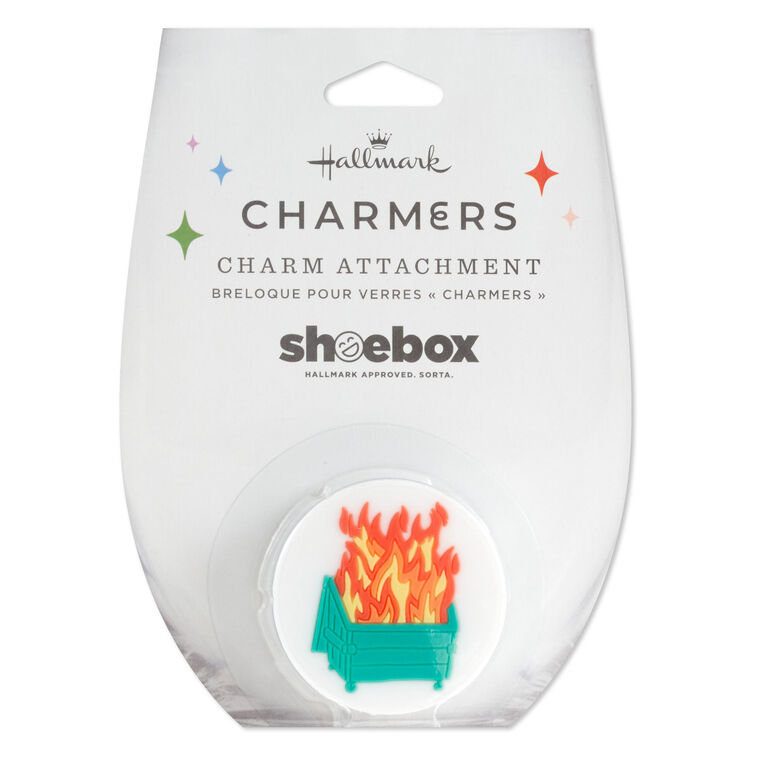 Hallmark Charmers Dumpster Fire Funny Silicone Charm 1.75" H