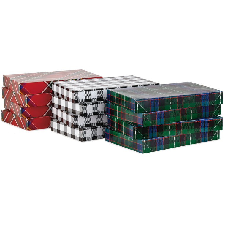 Hallmark Checks And Plaids 12-Pack Designed Shirt Boxes