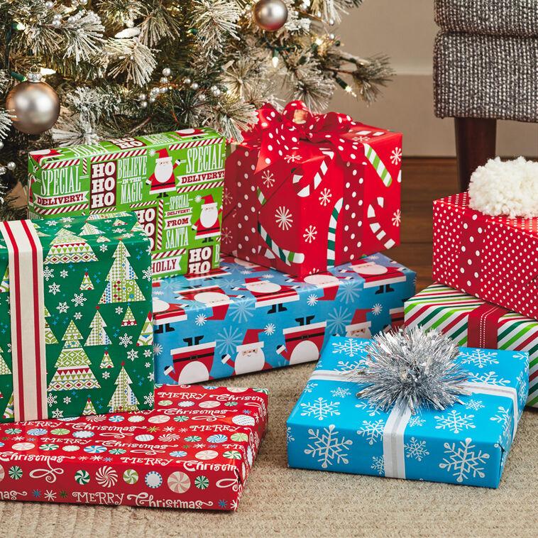 Hallmark Christmas Cheer 4-Pack Reversible Wrapping Paper Assortment 150 Sq. Ft