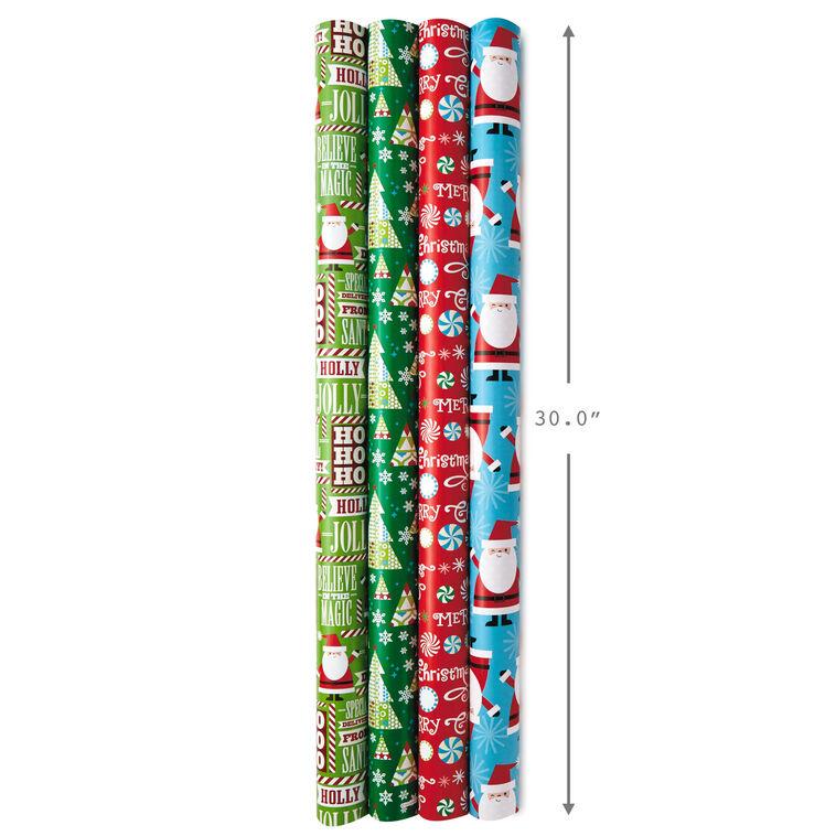 Hallmark Christmas Cheer 4-Pack Reversible Wrapping Paper Assortment 150 Sq. Ft
