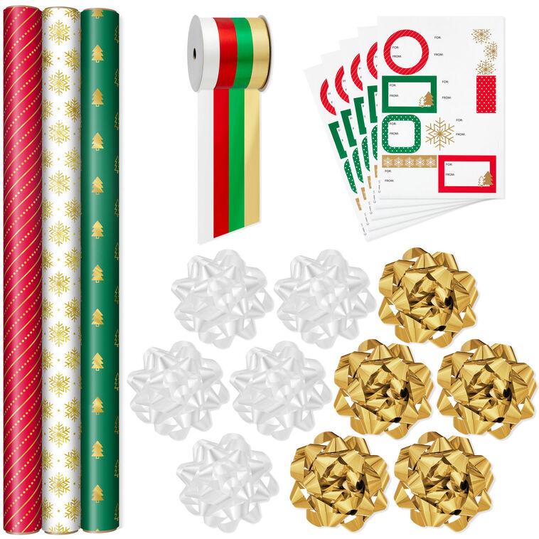 hallmark Christmas Gift Wrap Kit With Wrapping Paper Bows Ribbons and Tags