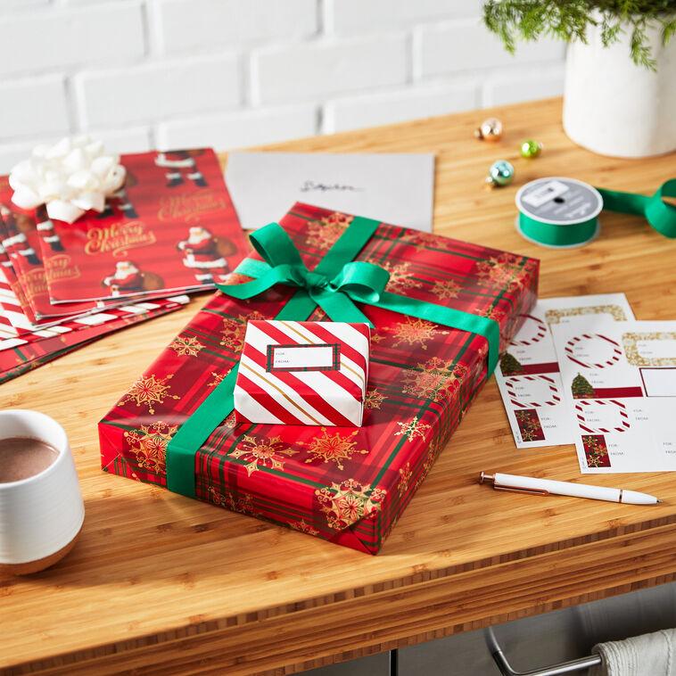 Hallmark Christmas Prints Assorted Flat Wrapping Paper With Gift Tags 12 Sheets