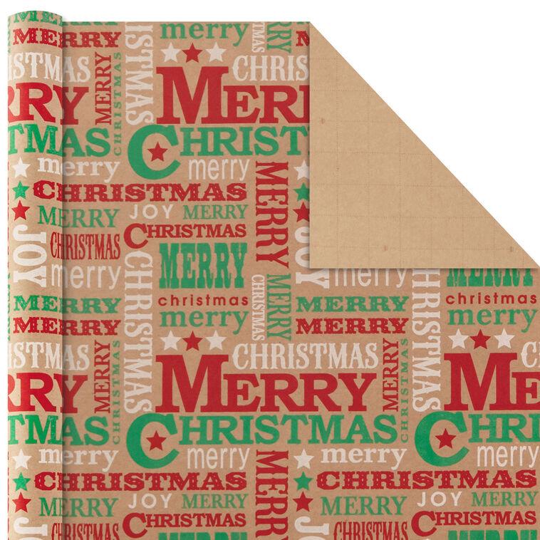 Hallmark Classic Christmas 4-Pack Kraft Wrapping Paper Assortment 88 Sq. Ft