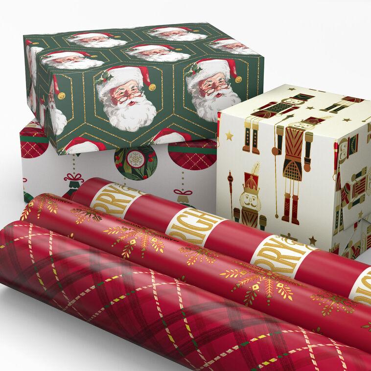 Hallmark Classic Santa 6-Pack Assorted Christmas Wrapping Paper Roll Bundle 150 Sq. Ft. Total