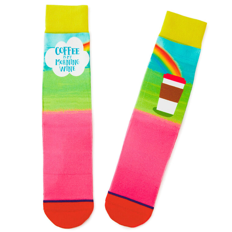hallmark Coffee Is My Morning Wine Funny Crew Socks