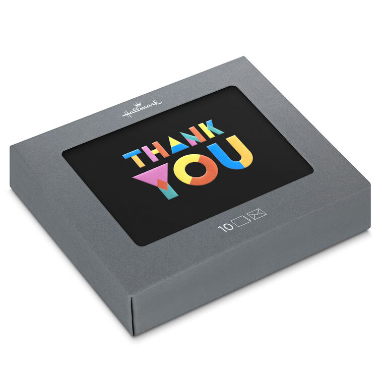 hallmark Collage Letters on Black Blank Thank You Notes Pack of 10