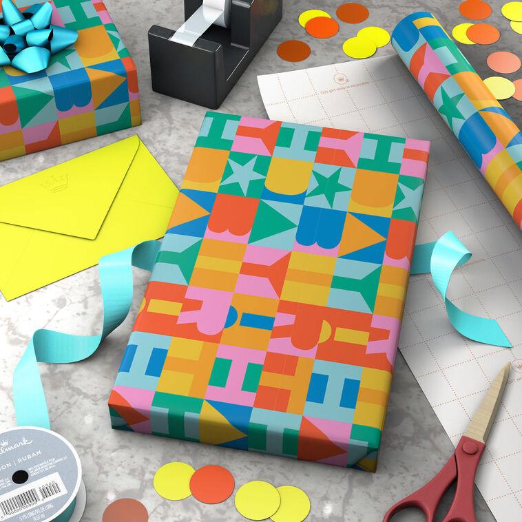 Hallmark Color Block Birthday Wrapping Paper 20 Sq. Ft