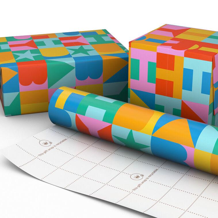 Hallmark Color Block Birthday Wrapping Paper 20 Sq. Ft