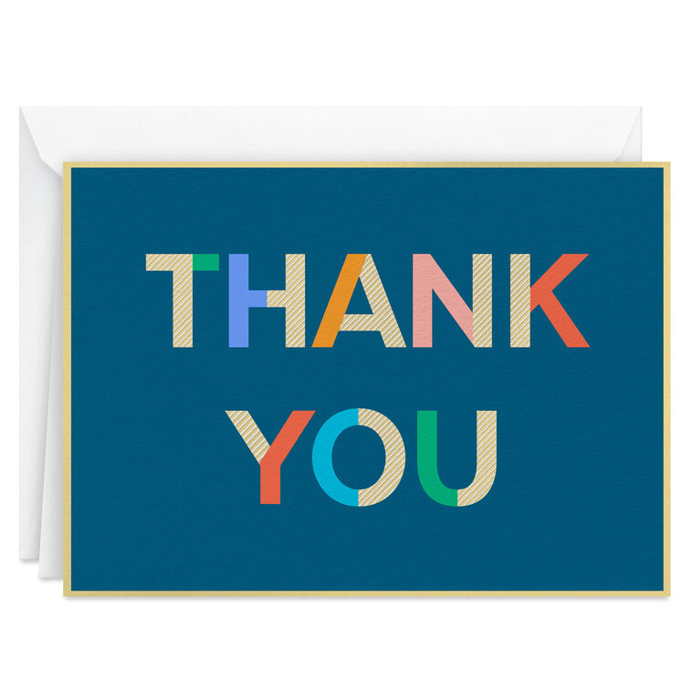 Hallmark Colorblock Letters On Blue Blank Thank You Notes Pack Of 10